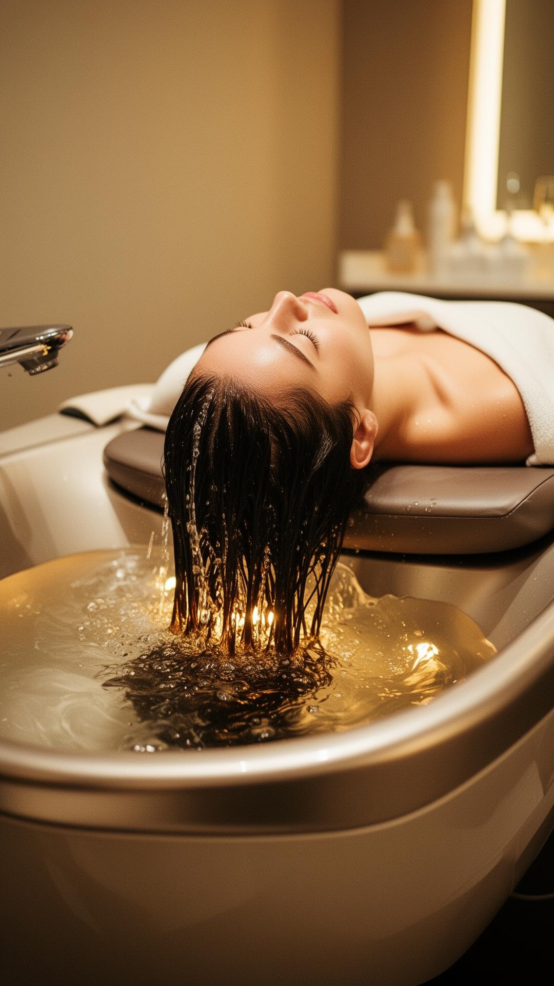 Schritt 01 des SHAZAY HeadSpa Rituals: Ankommen & Beratung